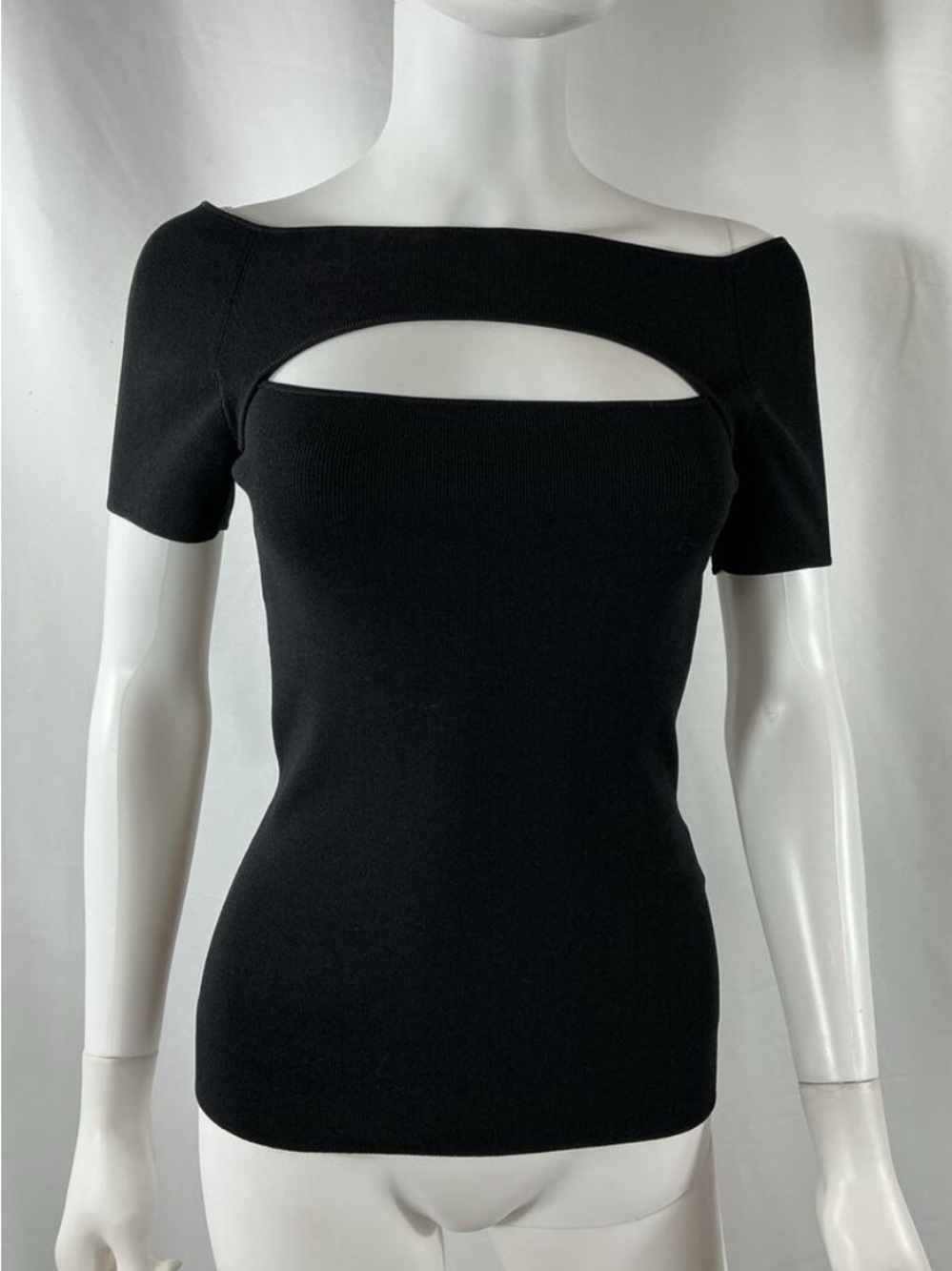 REISS Black Cutout Off-Shoulder Knit Top
